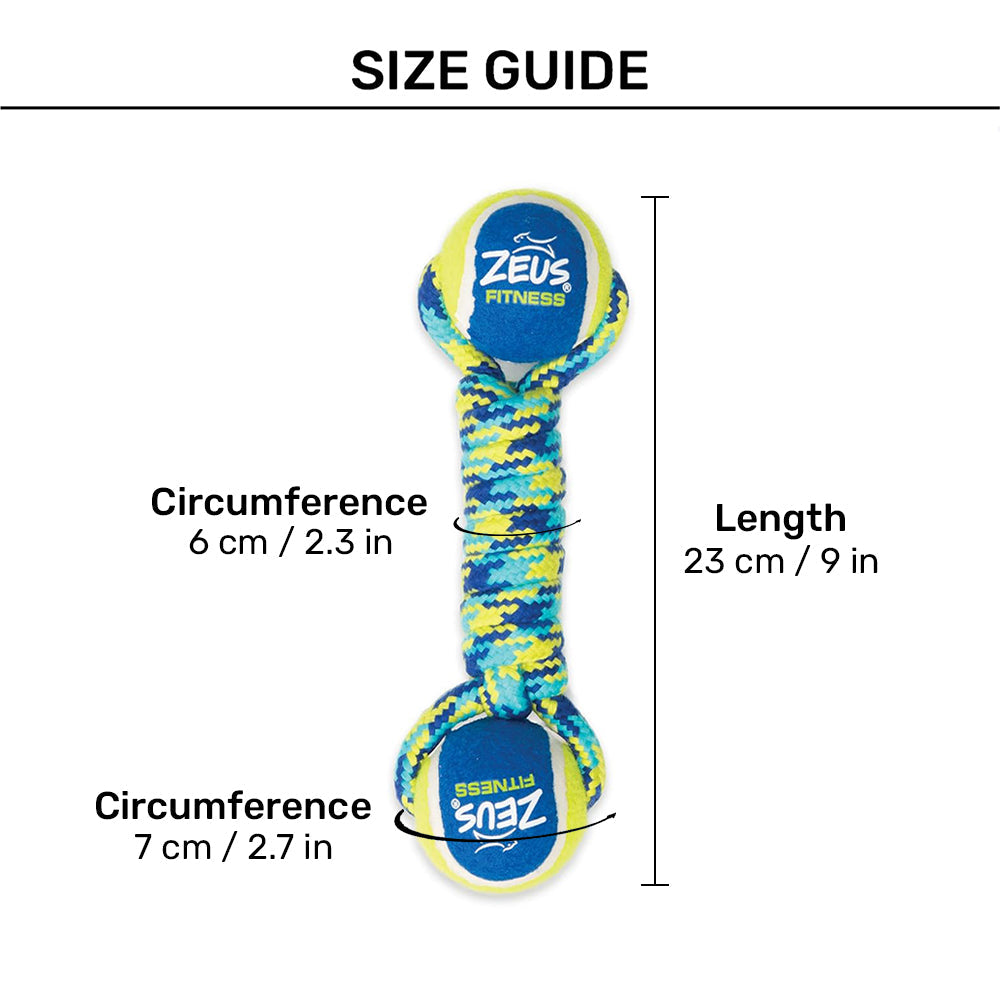 Zeus Rope & Ball Toy for Dog’s Training and Playing Purpose Making Them Active and Healthy (Double Tennis Ball Rope Dumbbell) 7 x 6 x 23 cm