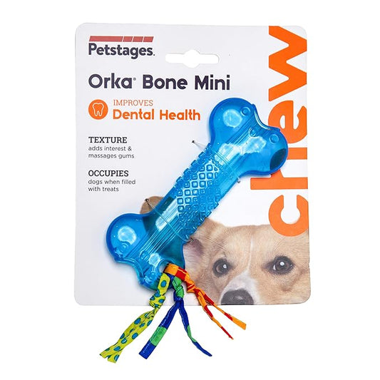 Outward Hound Orka Bone Treat Dispensing Dog Chew Toy, Non-Toxic, Durable Chew Toys for Dogs 2 Easy-to-Fill Treat Spots That You can Fill with Your Pups' Favourite Kibble - Royal Blue, 13cm