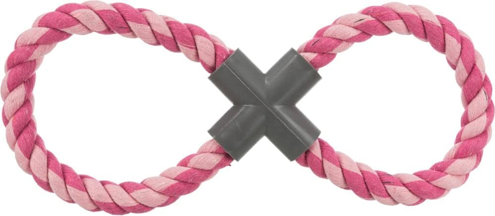 Trixie Tugger Round with Plastic Handle Toy for Pets Non-Toxic Tug Toys for Puppies and Adult Dogs Made with Cotton and Polyester Mix for Extra Durability, Helps Massage Your Dogs Gums – 35 cm