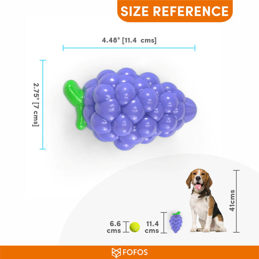 BarkButler x FOFOS Tough-Fruit Squeaky Grape Dog Chew Toy - Yellow, Squeaker Inside, Strong TPR Body, Bumpy Texture for Teeth & Gums, Dog Toys for Large Dogs to Medium Breeds (10-30kg)