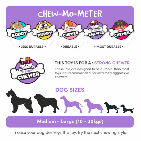 BarkButler Chu The Bone Dog Toy - Black | Medium-Large Dogs(10-30kg) | Durable & Treat-Dispensing | Gentle on Teeth & Gums | 100% Natural Rubber | Non-Toxic | Suitable for All Dog Breeds