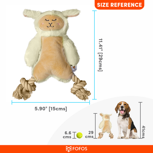 BarkButler x FOFOS Sheep Squeaky Plush Dog Toy - White, Squeaker & Crinkle Paper Inside, Soft Fabric, Machine Washable Dog Toys, Ideal Toys for Dogs of All Breeds, X-Small-Small (0-10kgs)