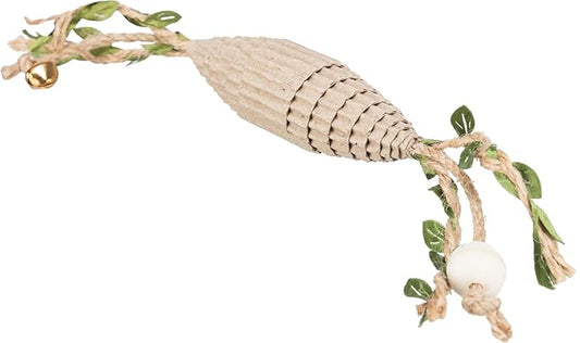 TRIXIE Rugby Ball Cardboard/Hemp Toy with Bell for Cat’s, Interactive Scratching Cat Toy for Training and Playing, 24 cm