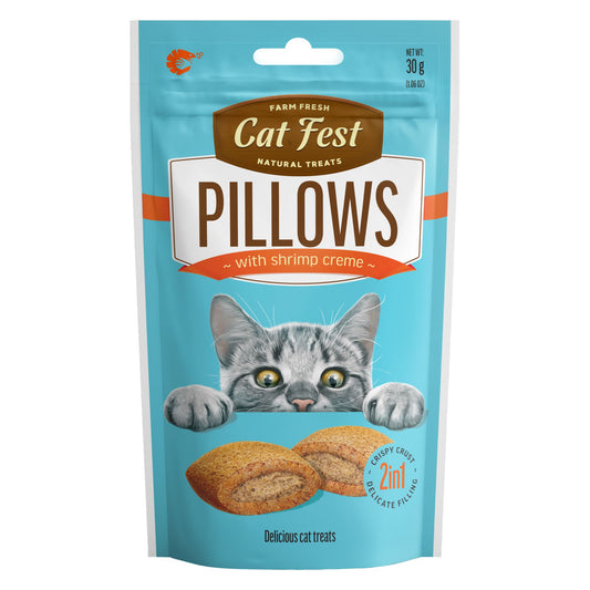 Catfest Pillows with shrimp cream