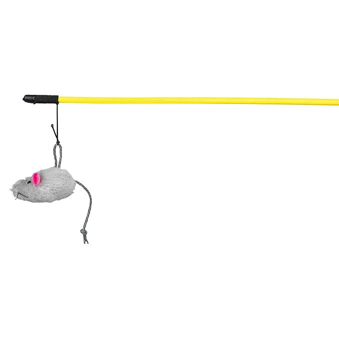 TRIXIE Playing Rod Toy with Plush Mouse, Catnip Infused Interactive Teaser Wand, Perfect for Exercise & Training, Fun for Kittens & Adult Cats, 50 cm  - Assorted