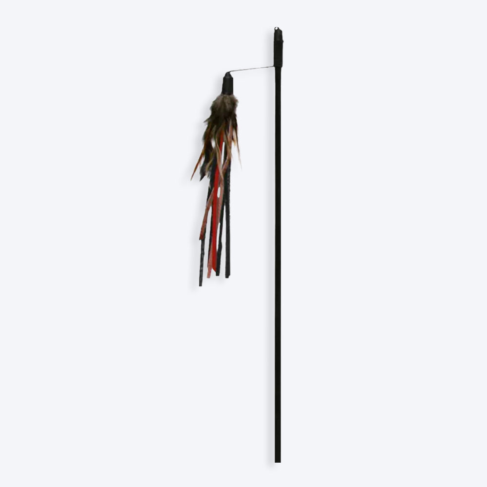 TRIXIE Playing Rod with Leather Straps Toy for Cats, Interactive Cat Toy, Cat Teaser Playing Stick, Teasing Wand Toy for Cats & Kittens