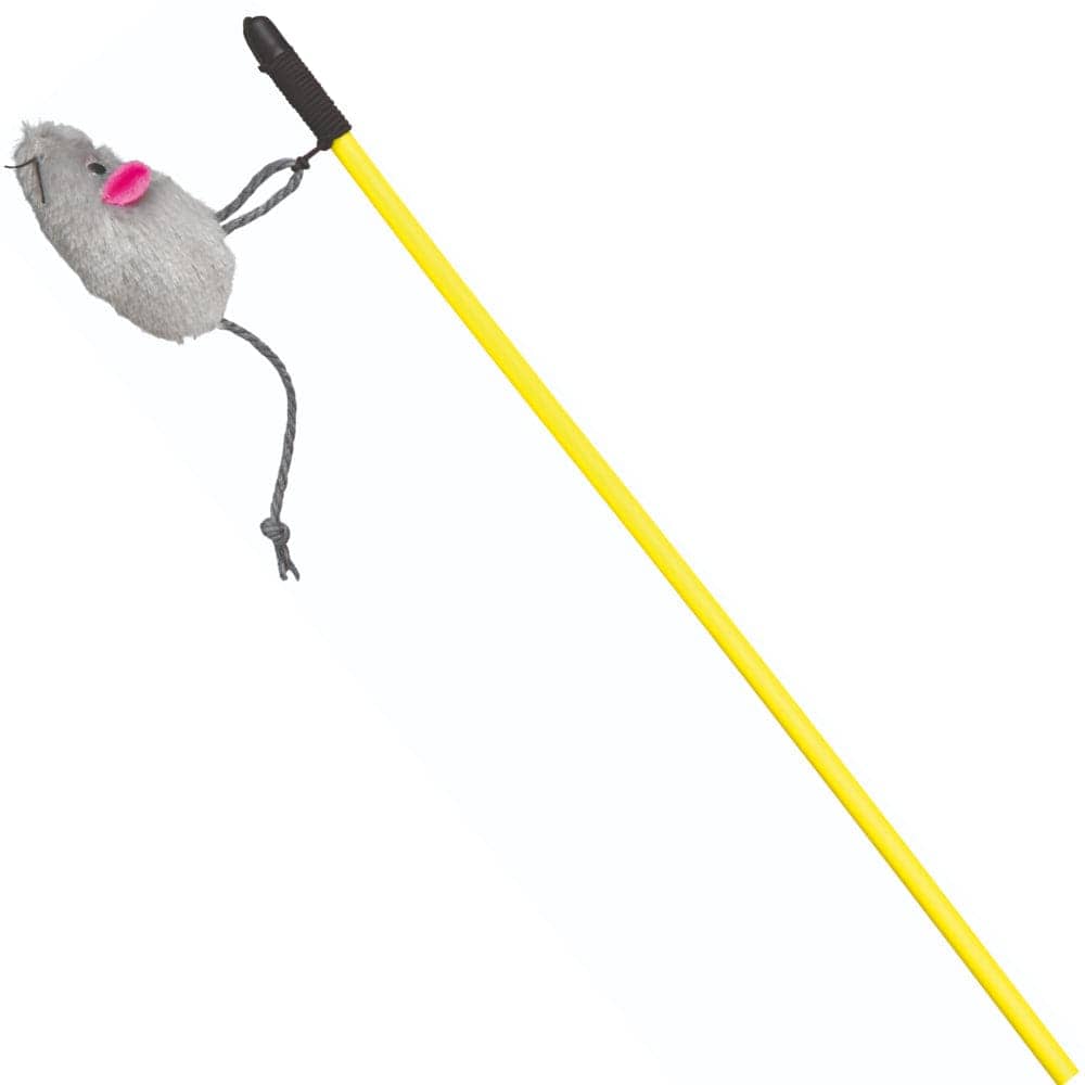 TRIXIE Playing Rod Toy with Plush Mouse, Catnip Infused Interactive Teaser Wand, Perfect for Exercise & Training, Fun for Kittens & Adult Cats, 50 cm  - Assorted