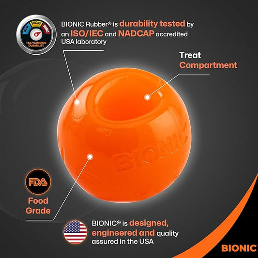 BIONIC Ball Dog Toy, Medium - Interactive Dog Chew Toy That Stands Up to The Toughest Chewers 6.7cm