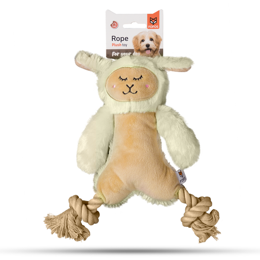 BarkButler x FOFOS Sheep Squeaky Plush Dog Toy - White, Squeaker & Crinkle Paper Inside, Soft Fabric, Machine Washable Dog Toys, Ideal Toys for Dogs of All Breeds, X-Small-Small (0-10kgs)