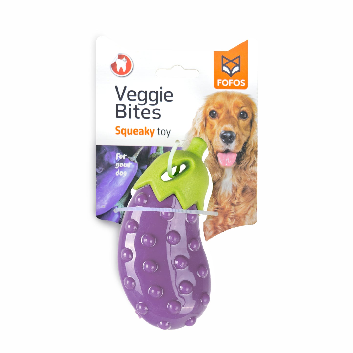 BarkButler x Fofos Vegi-Bites Eggplant Loud Squeaky Dog Toy, Purple (S) | X-Small-Small Dogs (0-10kgs) | Good for Teeth & Gums | Floats on Water | Soft Foam & TPR | Suitable for All Dog Breeds