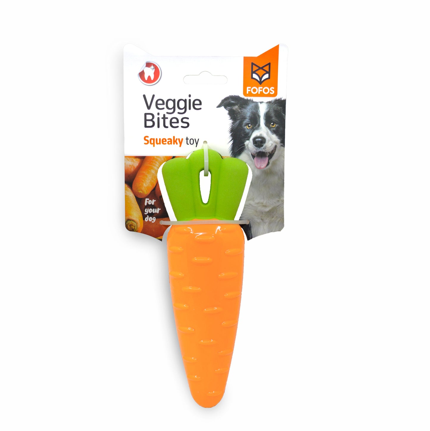 BarkButler x Fofos Dog Trust Vegi-Bites Squeaky Dog Toy, Purple(L)|Medium-Large Dogs(10-30kg)|Good for Teeth&Gums|Floats on Water|Soft Foam&Durable TPR Mix|for All Breeds|Play, Fetch, Chew (Carrot)