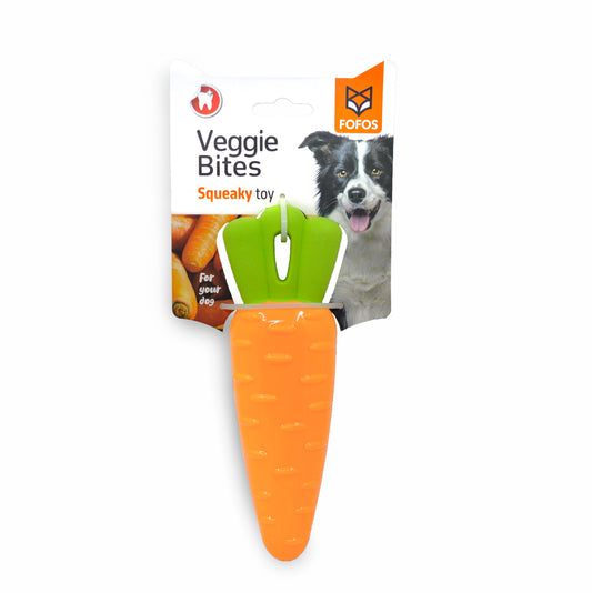 BarkButler x Fofos Dog Trust Vegi-Bites Squeaky Dog Toy, Purple(L)|Medium-Large Dogs(10-30kg)|Good for Teeth&Gums|Floats on Water|Soft Foam&Durable TPR Mix|for All Breeds|Play, Fetch, Chew (Carrot)