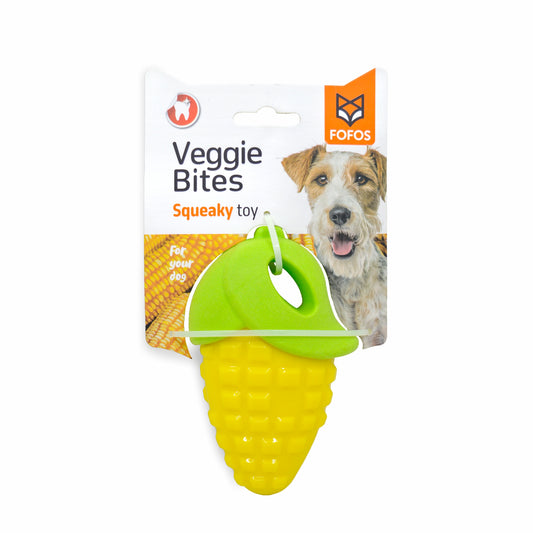 BarkButler x Fofos Vegi-Bites Corn Loud Squeaky Dog Toy, Yellow(S)|X-Small-Small Dogs(0-10kgs)|Good for Teeth&Gums|Floats on Water|Soft Foam&Durable TPR Mix|for All Dog Breeds