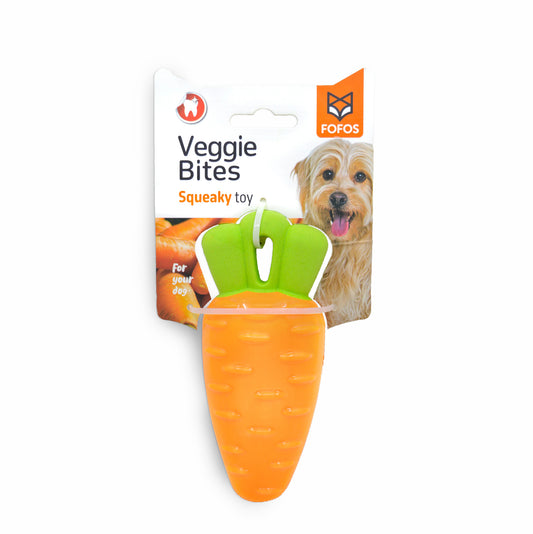 BarkButler x Fofos Vegi-Bites Carrot Loud Squeaky Dog Toy, Orange(S)|X-Small-Small Dogs (0-10kgs)|Good for Teeth&Gums|Floats on Water|Soft Foam& Durable TPR Mix|for All Dog Breeds