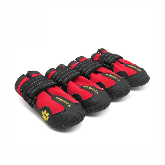 BarkButler x Truelove Dog Shoes, Red - 4 Pack, Waterproof & Windproof, Anti-Slip Pet Shoes, Reflective Stitching, Hook & Loop Fasteners, Breathable Soft-Shell Shoes for Dogs, Size #5