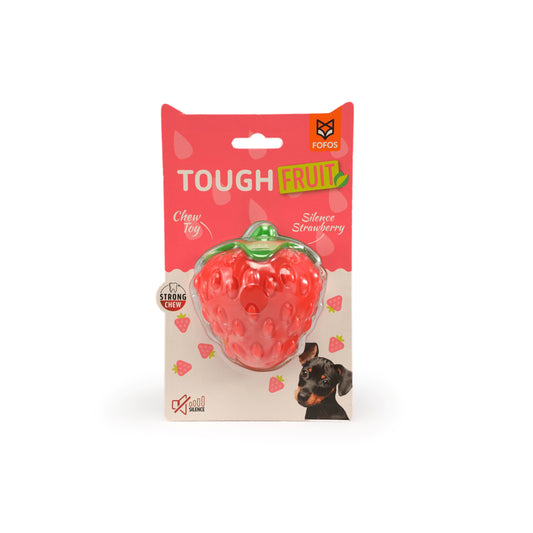 BarkButler x FOFOS Tough-Fruit Silent Strawberry Dog Chew Toys, Red, No Squeaker Inside, Bumpy Texture for Teeth & Gums, Dog Toys for Large Dogs to Medium Breeds (10-30kg)